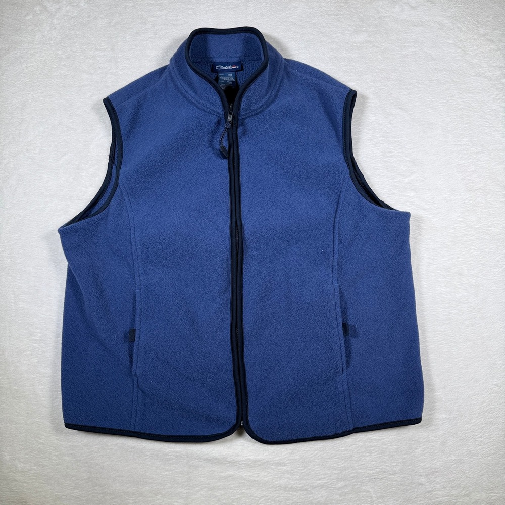 Catalina Womens Blue Fleece Vest‎ Full Zip Pockets L Large Casual Outdoor